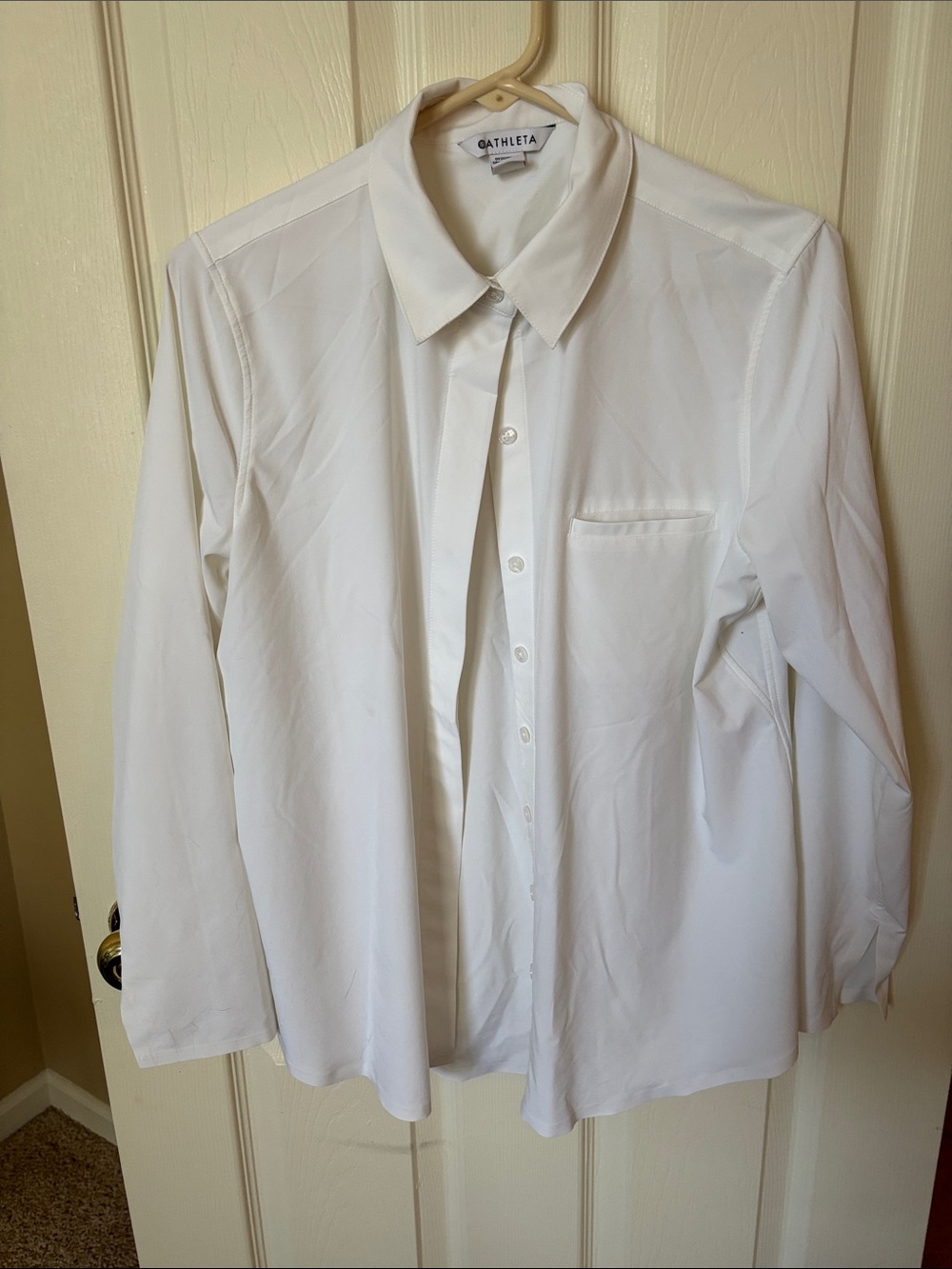 Athleta White Long-Sleeve Button-Up Shirt